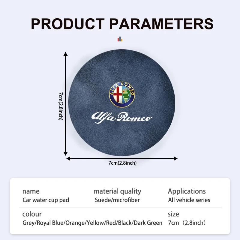 Suede Car Coaster Anti-slip Water Cup Heat Insulation Mat Decor For Alfa Romeo 159 Giulietta 156 147 Giulia Mito GT Stelvio