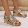 2024 New Women's Sandals Summer Beach Thick-soled Wedge Sandals Fashion Wooden Sole Outdoor Open-toed High Heels Sandalias Mujer