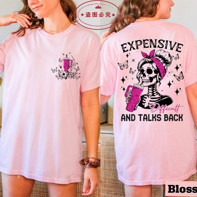 Expensive Talks Back Vintage T Shirt Men Women Fashion Hip Hop T-shirts Harajuku Casual Oversized T-shirt Mom Skeleton Clothing