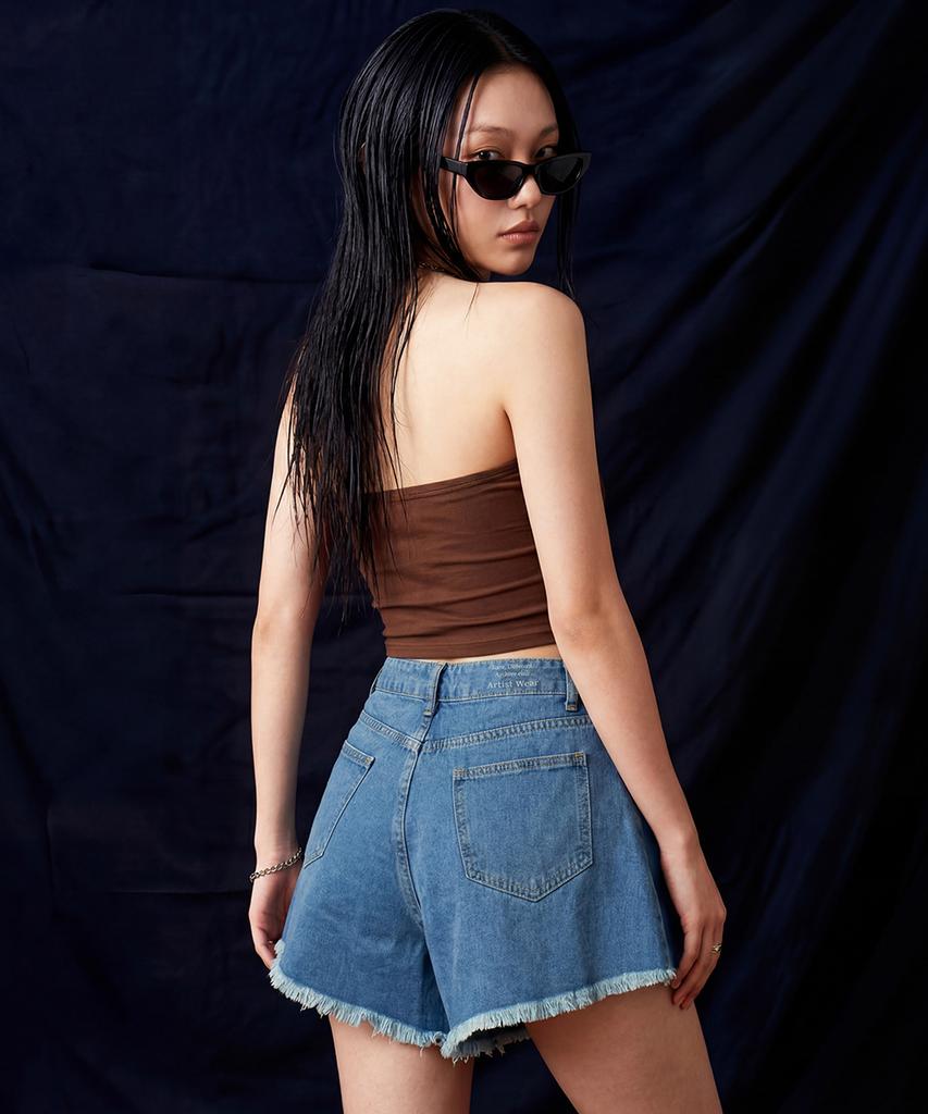 ARTISTWEAR [Atw] Flare Cut Off Denim Shorts