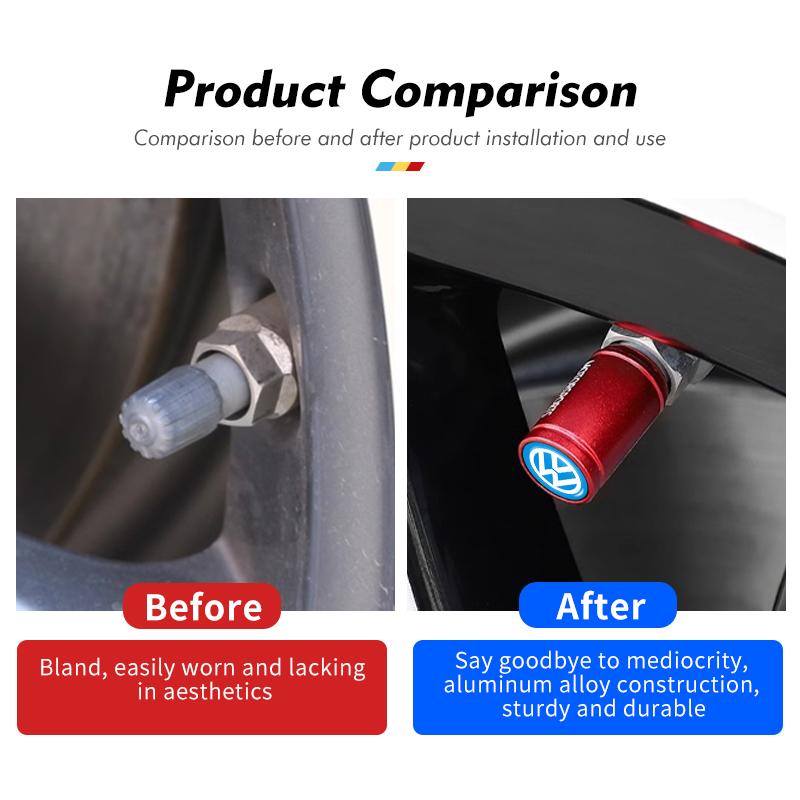 2026 Hot Valve Stems Caps 4pcs Car Wheel Tire Valve Caps Air Stem Covers Auto Parts For Volkswagen VW Scirocco Passat Polo B5 B6 B7 CC Ti