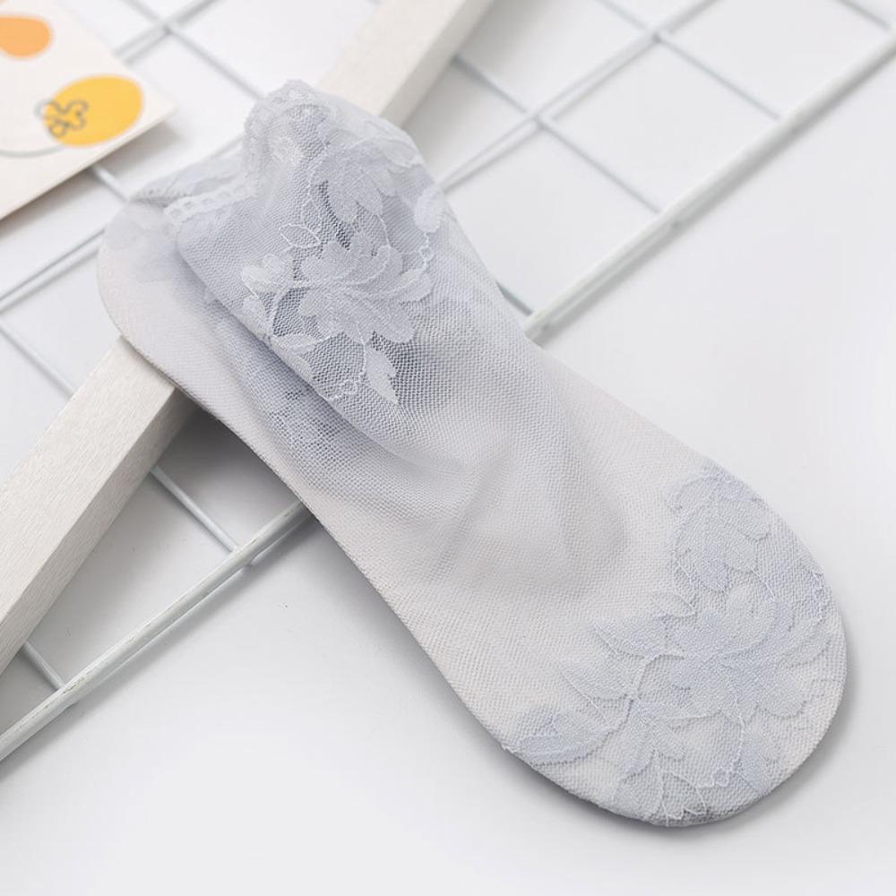 Trendy Lace Spring and summer Cotton Accessories Shallow mouth Leaves socks Mesh hosiery Boat socks
