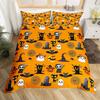 Happy Halloween Duvet Cover Ghost Full Bedding Set for Boys Girl Spider Bat Black Cat Print Comforter Cover Trick or Treat Theme