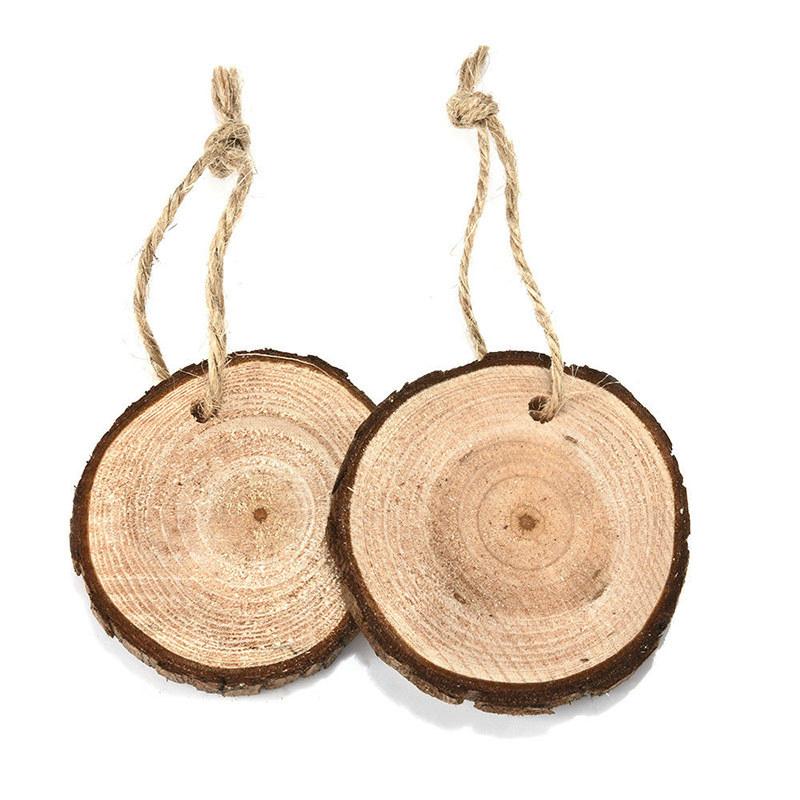 10 Natural X Wood Slice Christmas Tree Ornament Hanging Decor Diy Craft Tag Gift