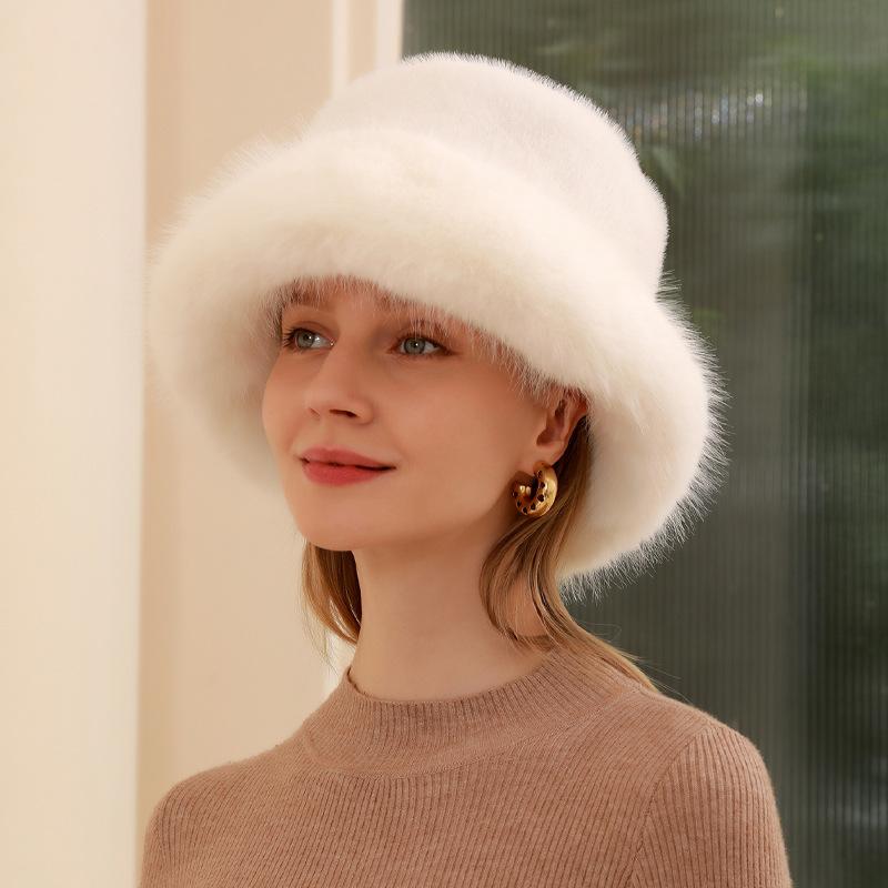 Осенне-зимняя женская шапка из лисьего меха, теплая шляпа-ведро, зимняя уличная модная шапка от холода для волос