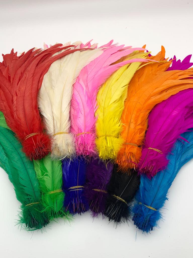 Natural 50pcs Rooster Tail Feather Plumes 25-45CM 10-18inch Beige DIY Dyed Cock Tail Clothing Accessories Jewelry Performance