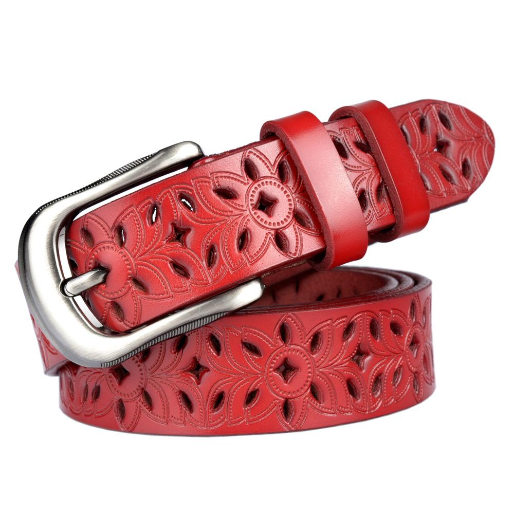 New Fashionable Genuine Leather Belt Needle Buckle Hollow Belts Decoration Cowhide Versatile Belts For Women