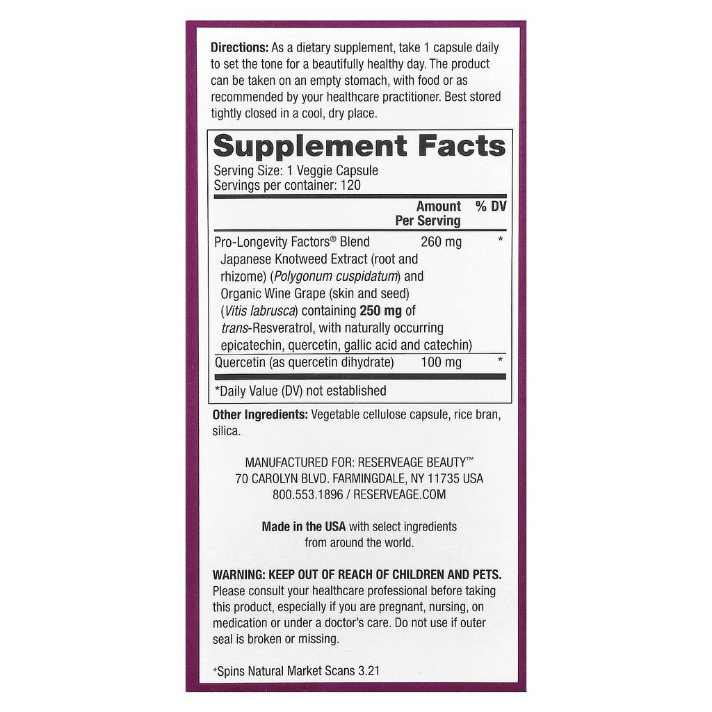 Resveratrol, 250Mg, 120 Veggie Capsules