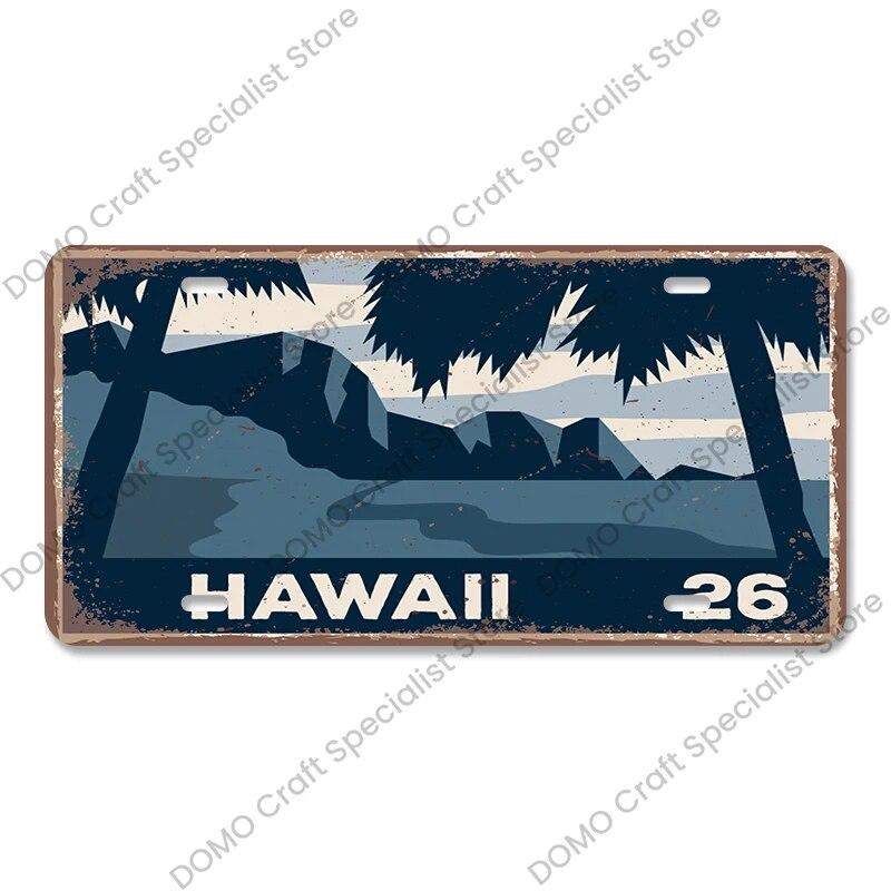 National Landmark Poster Car License Plate Retro France New York Australia Metal Tin Signs Wall Decor Garage Car Club