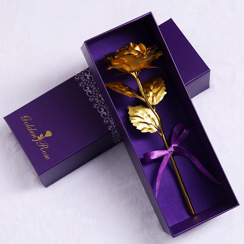Подарочная коробка с гвоздикой из золотой фольги - 24-каратная золотая роза для китайского Дня святого Валентина