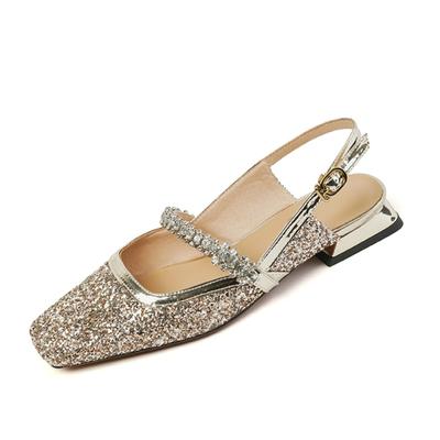 Брендовые женские сандалии из натуральной кожи 22-25 см, блестящий материал + свиная кожа + овчина, туфли Мэри Джейн с квадратным носком и ромбовидной пряжкой