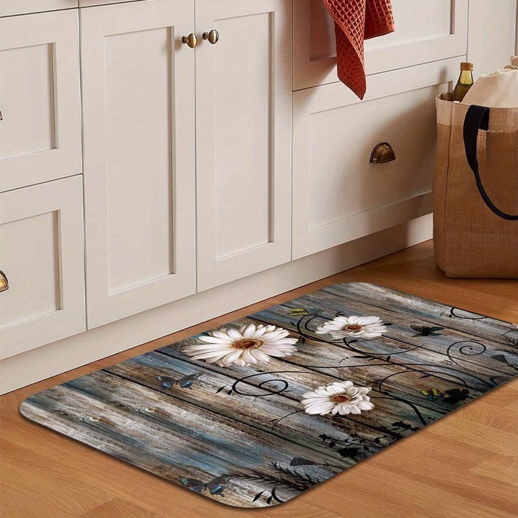 1 шт. винтажные кухонные коврики с геометрическим принтом ромашки, абсорбент, кухонный коврик против усталости для кухни, пола, офиса, раковины