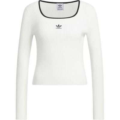 Оригинальные женские топы Adicolor Fw24 осень-зима облегающего кроя с квадратным вырезом и длинными рукавами Han-Jade-White JM8055