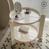 Homlly Lunii 2 Tiers Coffee Round Side Table With Rolling Wheels