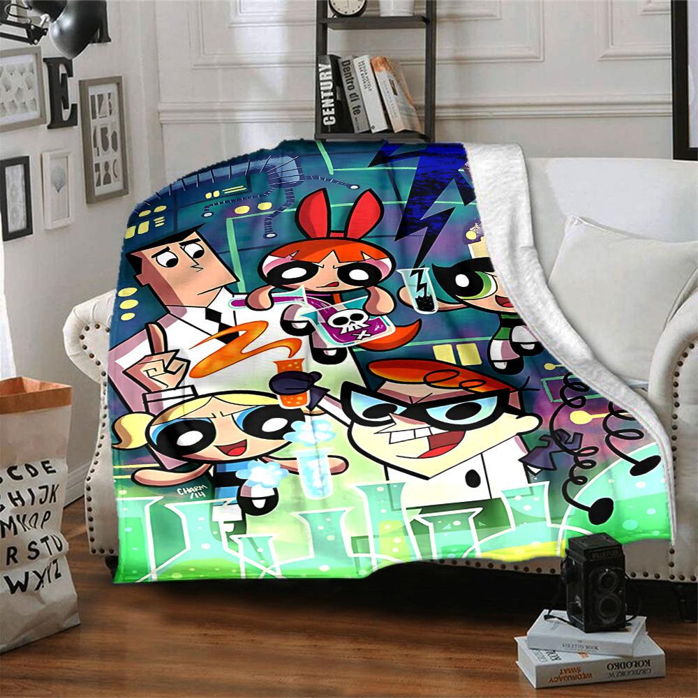 1pc Powerpuff Girls Flannel Throw Blanket HD Printed Lightweight Soft Warm All Season Blanket for Sofa, Bed, Travel, Camping Machine Washable