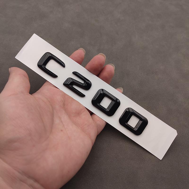 3d ABS Chrome Black Logo C200 Emblem Adhesive Letters HSWTU Decal Car Trunk Badge For W204 W205 C 200 C200 Sticker Accessories