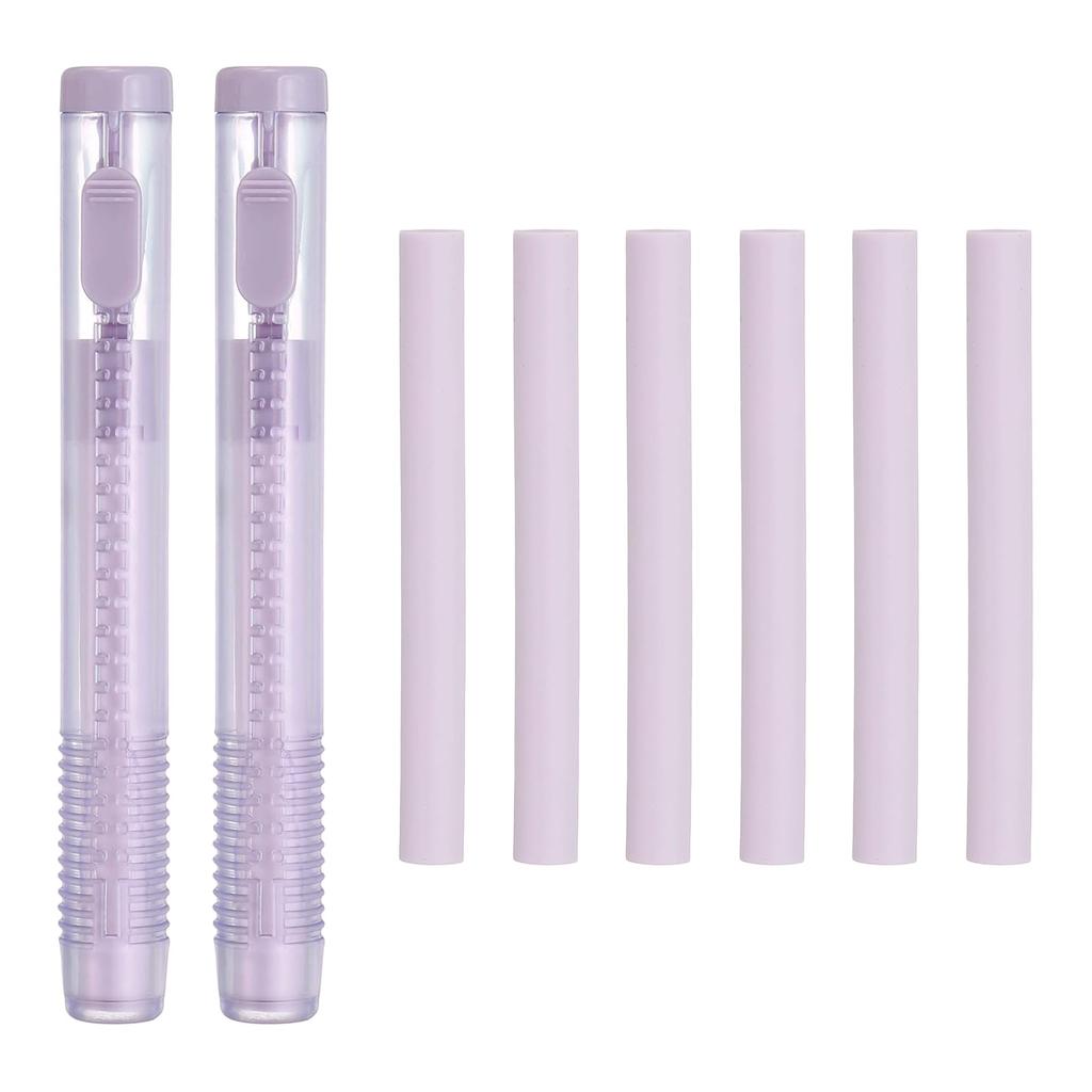 PATIKIL Retractable Cute Pencil with Plastic for and for Purple TPE 8-Pack Erasers, Slide-Type Eraser, Push-Pull Eraser, Soft, Large, Case, Sketching,