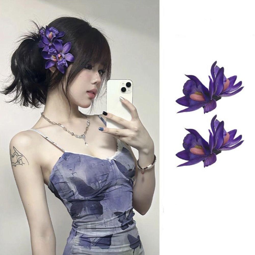 Sweet Orchid Flowers Hair Clip Elegant Sweet Barrettes Temperament Hair Accessories Wedding