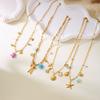 Summer Vacation Style Multilayer Stainless Steel Butterfly Sun Pendant Necklace For Women