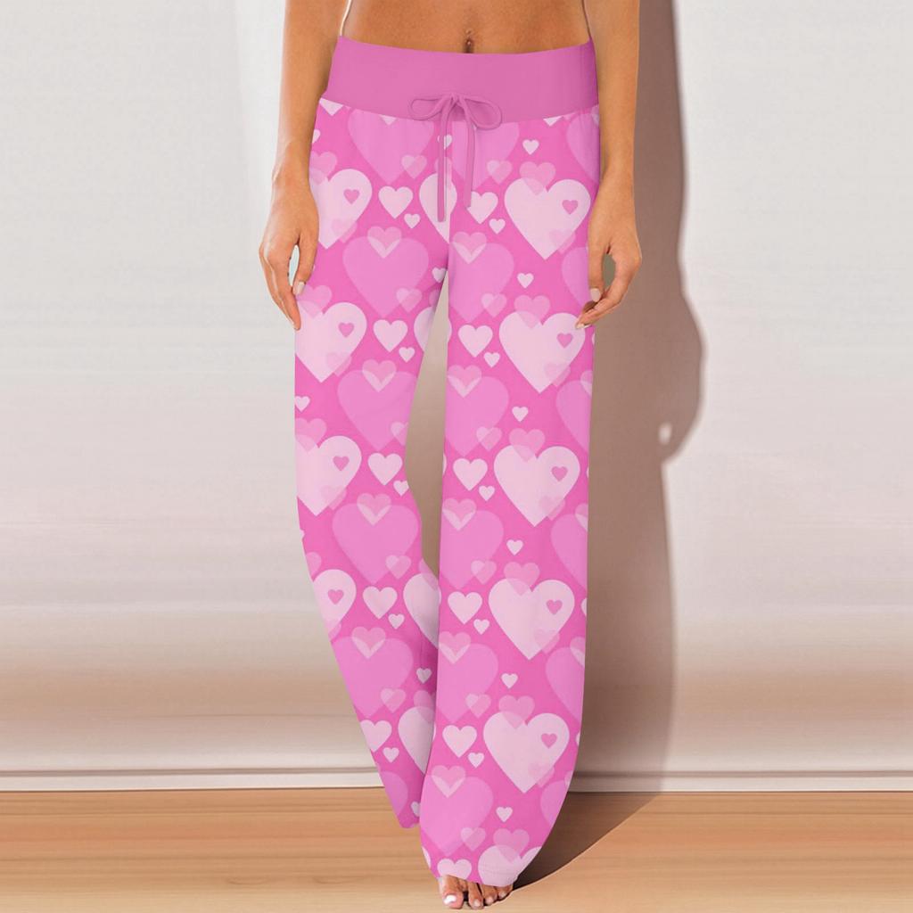 Женские пижамные штаны, одежда для сна, повседневные брюки с эластичной резинкой на талии, удобные прямые свободные брюки для йоги