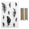 Adhesive Motifs - YOUDOIT - Black & Feathers; White - 10 Feathers - 20 Kraft Labels - Mixed Decoration