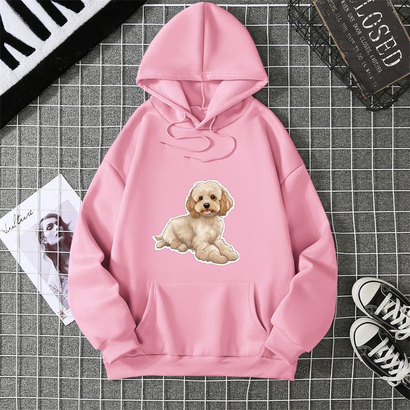 Spring Summer Women's Hoodie 3D Kawaii Dog Printed Fashion Casual Long Sleeve Round Neck Top Loose Clothing