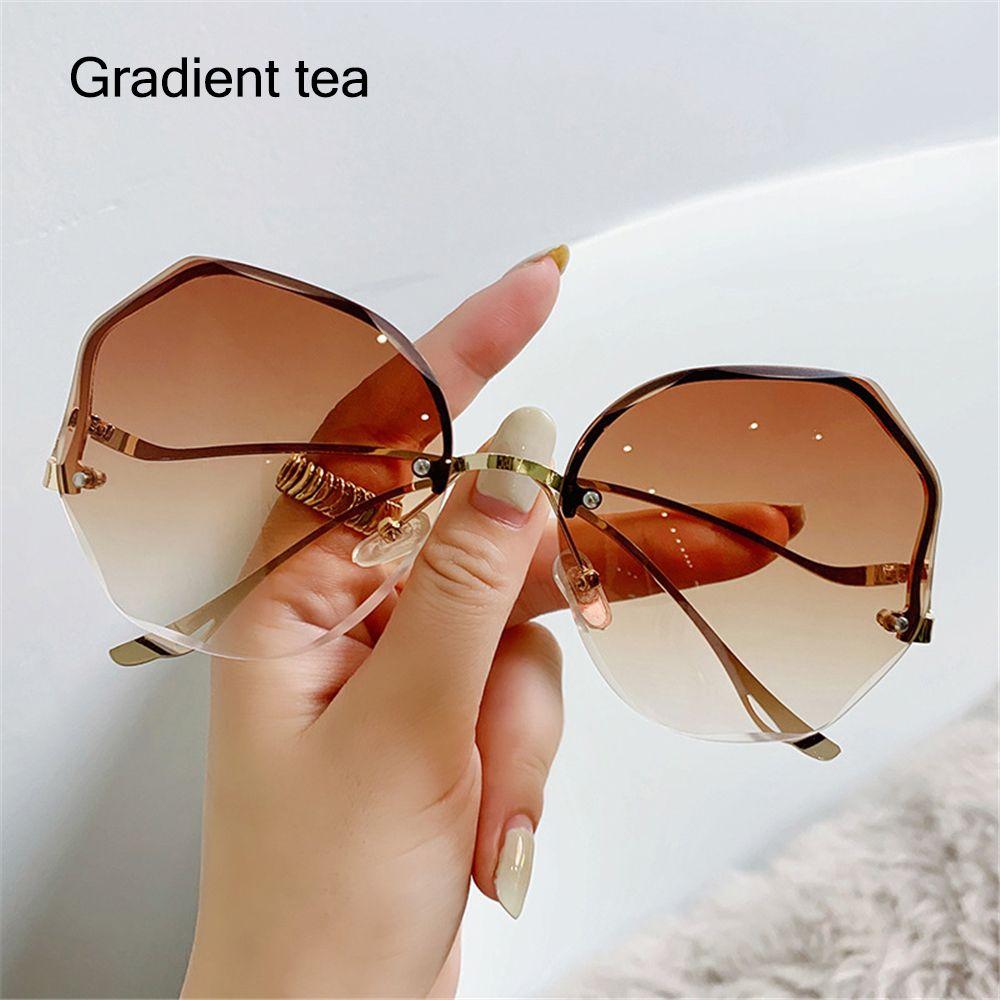 UV Protection Lightweight Comfortable Durable High Quality Stylish Retro Alloy Metal No Rim Lenses Sun Glasses