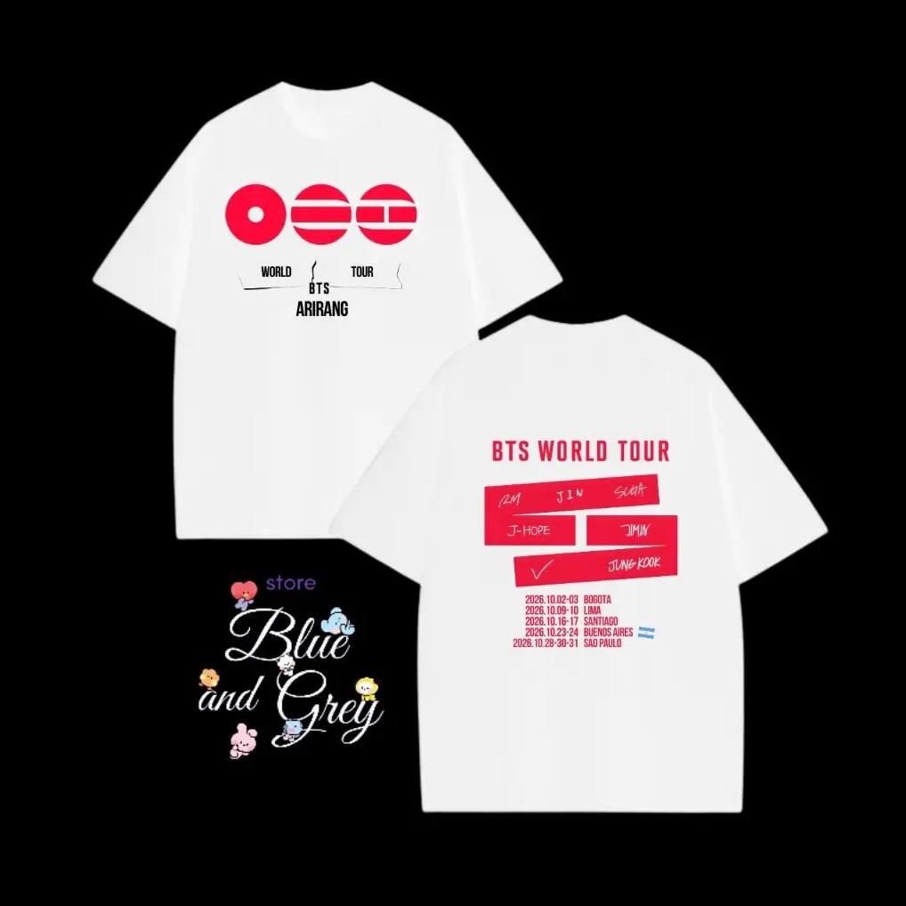 Arirang Bangtan Boys Винтажная футболка Comfort Color K-pop Футболка с тура 2026 Bangtan Boys Arirang Tee Женская повседневная хлопковая одежда большого размера