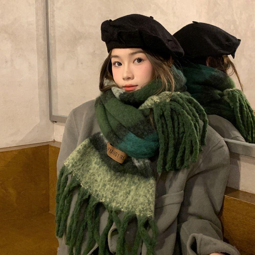 Windproof Women's Cashmere Shawl Korean Style Long Wool Tassel Scarf Retro Winter Scarves Girls