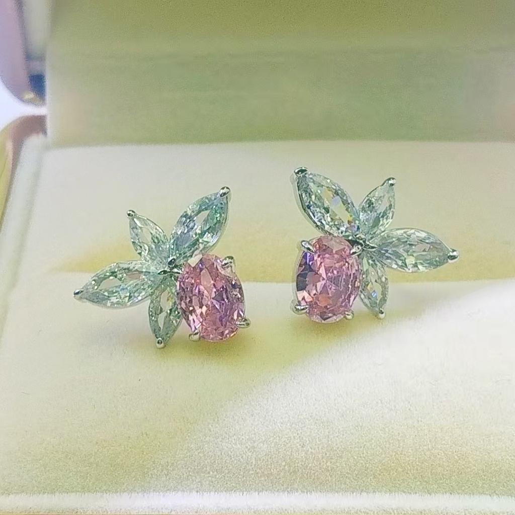 Богатство Цветы в Мире 6X8 Овальные Серьги-гвоздики с цирконом Женские Корейский стиль Серьги-бабочки 'Лошадиный глаз' Звезда Те же серьги