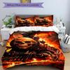 3pcs Skull Train Locomotive Comforter Set with One Quilt Cover and Two Pillowcases (No Core) - Anime Cartoon Design for Bedroom Decor.F064