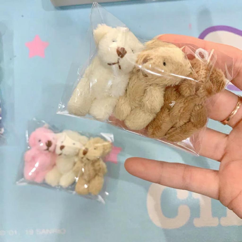 12pcs/lot Colorful Jointed Bear Dolls Mini Teddy Bear Plush Toys Cute Animal Stuffed Plush Doll Girl DIY Keychain Christmas Gift