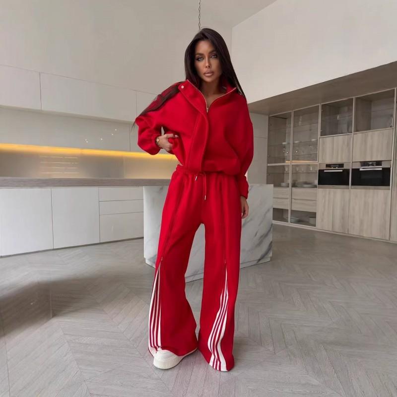 2026 Женский повседневный комплект из 2 предметов Colorblock Худи Прямые брюки Streetwear