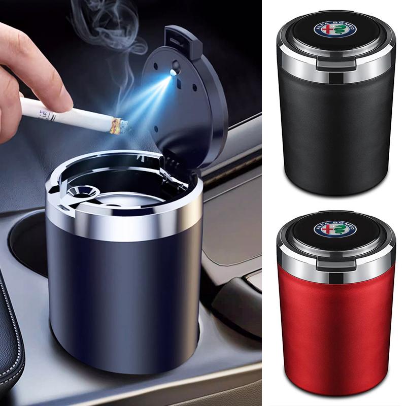 Car Cigarette Ashtray Cup With Lid With LED Light For Alfa Romeo Giulietta GT 159 147 156 Brera Giulia Stelvio Accessories
