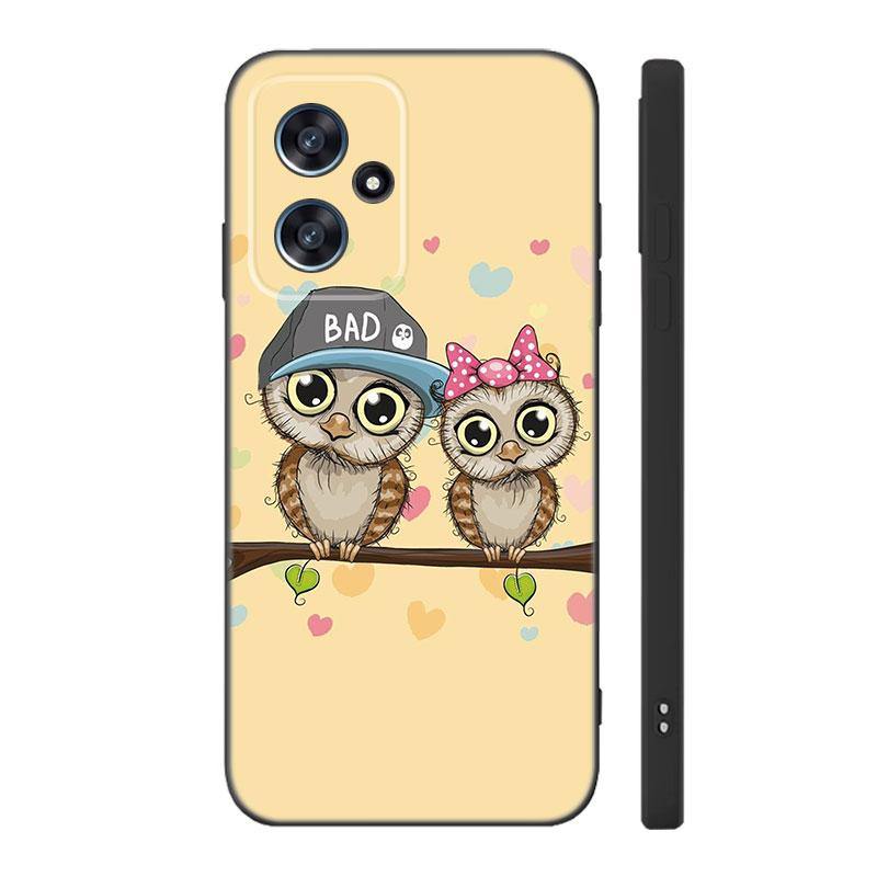 Милый мультяшный сова черный силиконовый чехол для телефона для Xiaomi POCO X3 X4 NFC F3 F4 GT F5 M3 M4 M6 X5 X6 Pro 5G C55 C65 M5