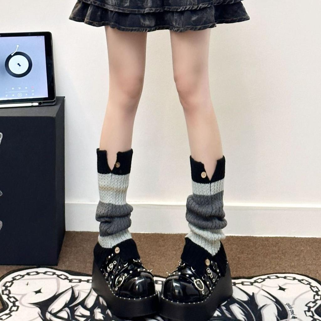 Зимние носки-гетры для снежных ботинок, женские термо-трикотажные леггинсы, форма JK, узор «косы», до середины икры, набивные носки, стиль Y2K