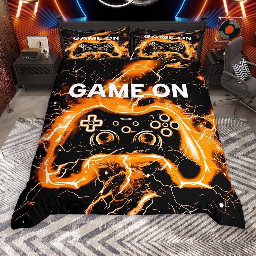 Комплект пододеяльника Homewish Neon Gamepad для мальчиков, Градиентная молния, Комплект постельного белья для видеоигр