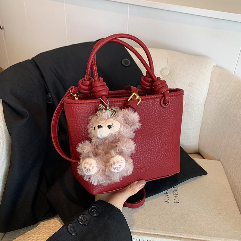 Ielgy Simple Fashion Handbag All-Match High-End Texture Western Style Cross-Body Bucket Bag