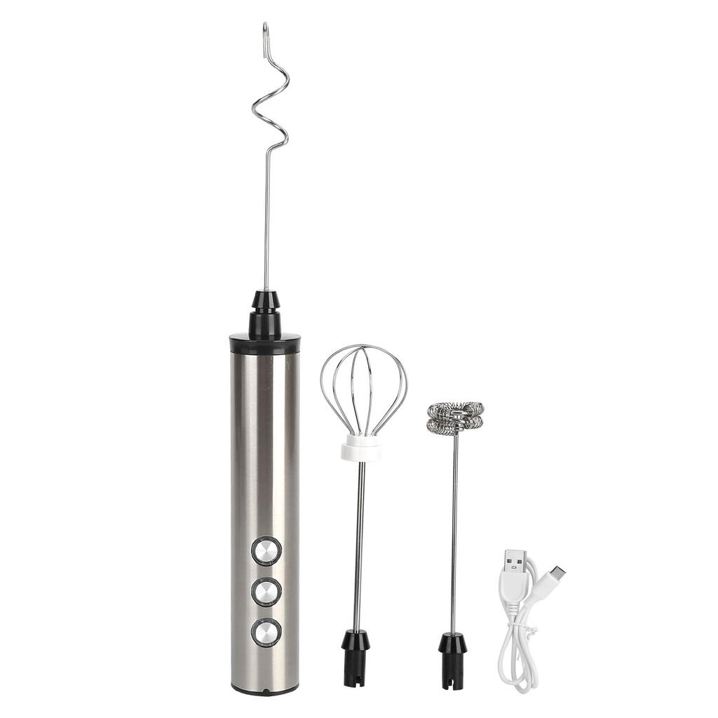 Stainless Steel Milk Frother USB Charging Handheld Electric Egg Beater for Home Kitchen