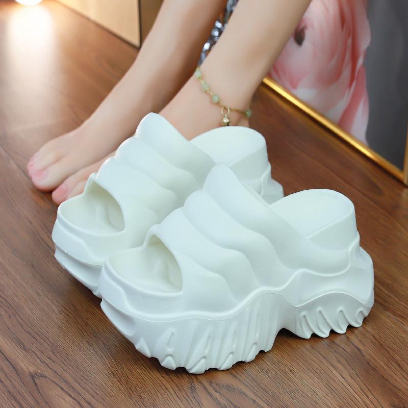 Fashion Punk Stylish Slippers High Heel 10CM Platform Elevator Shoes Solid Plain EVA Thick Soles Mules Ladies Summer Slides
