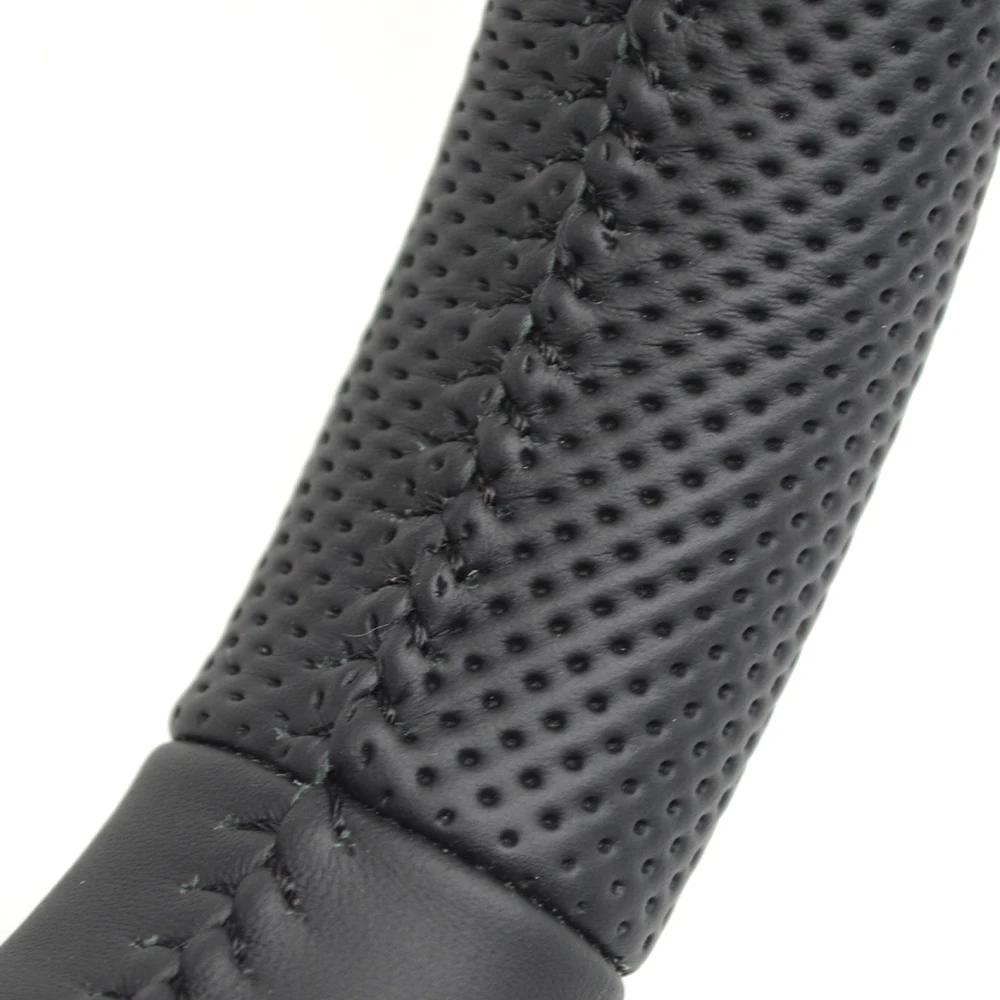 For A4 B8 A3 8V A4 A5 A7 Q3 Q5 Q7 Black Stitched Full Leather Perforated Flat Bottomed Steering Wheel