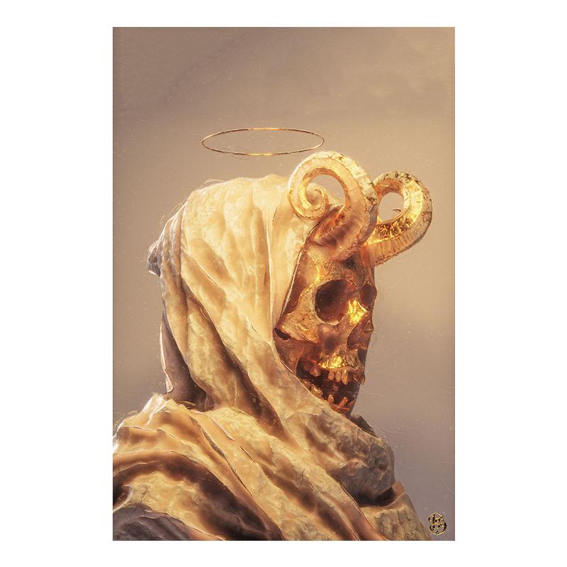 Черный, золотой, красный, абстрактный скелет, художественный холст, постер, готическая живопись, принт, металлическая текстура, череп, фотографии, домашний декор для комнаты