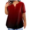 Fashion Plus Size Women's Casual Short Sleeve Round Neck Gradient Print T-shirt With Pockets
