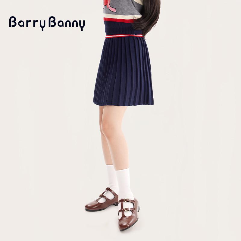 Classic college style midi skirt for girls, autumn new item, woolen high waisted children's pleated skirt, short skirt