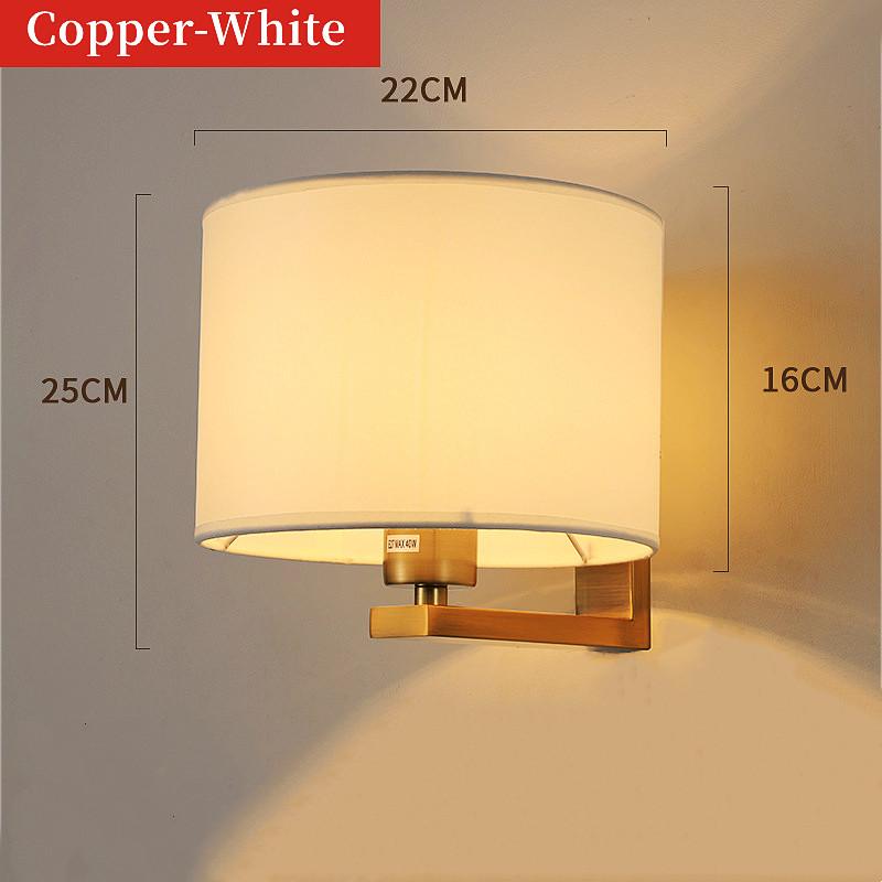 Современный светодиодный настенный светильник с лампой E27, круглая тканевая абажура, настенный бра, освещение для помещений, для отеля, спальни, прикроватной тумбочки, домашнего декора