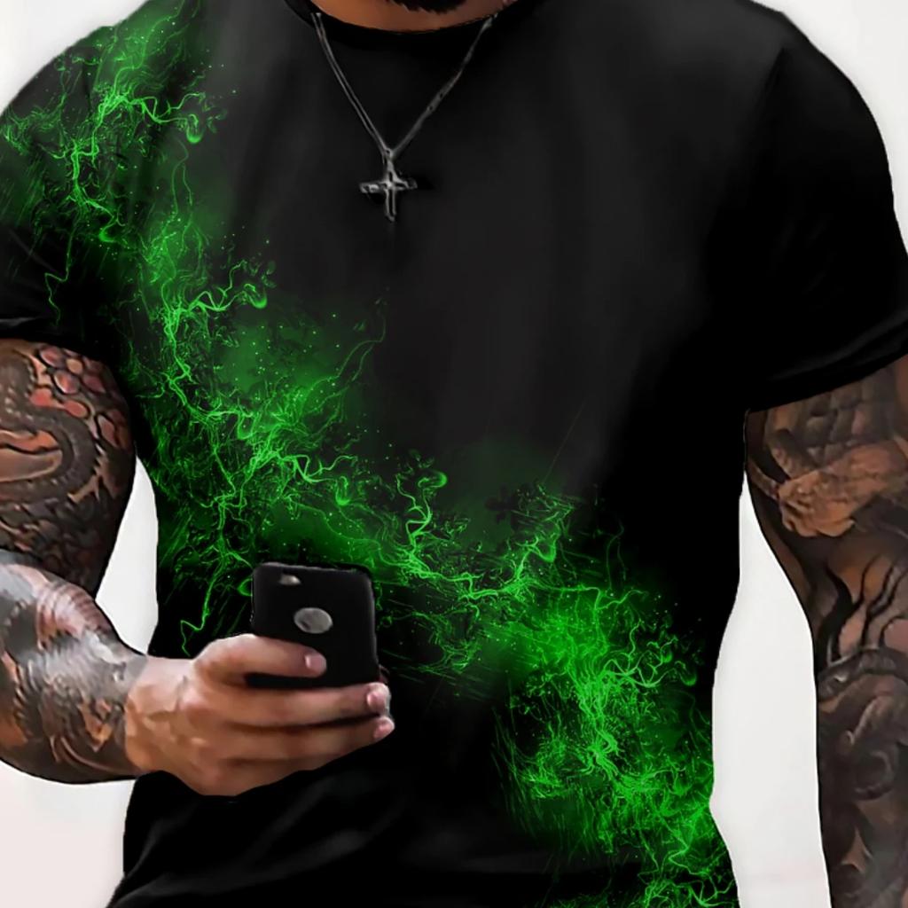 Short Sleeve Blouse Men Oversized T-shirt Short Holiday T Shirt Business Novelty Patriotic Soft Crewneck Loose Fit Polyester