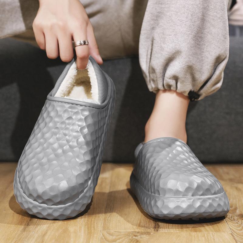 2024 Men Winter Velvet Man Slippers Warm Short Plush Slippers Non-slip Bedroom Slippers Home Couple Soft Shoes 36-45