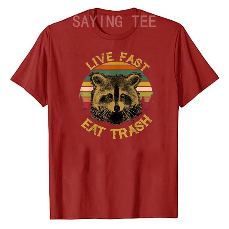 Live Fast Eat Trash Funny Raccoon Camping Vintage Hiking Shirt Live Fast Eat Trash TShirt Design Cute Animal Lover Tee Tops