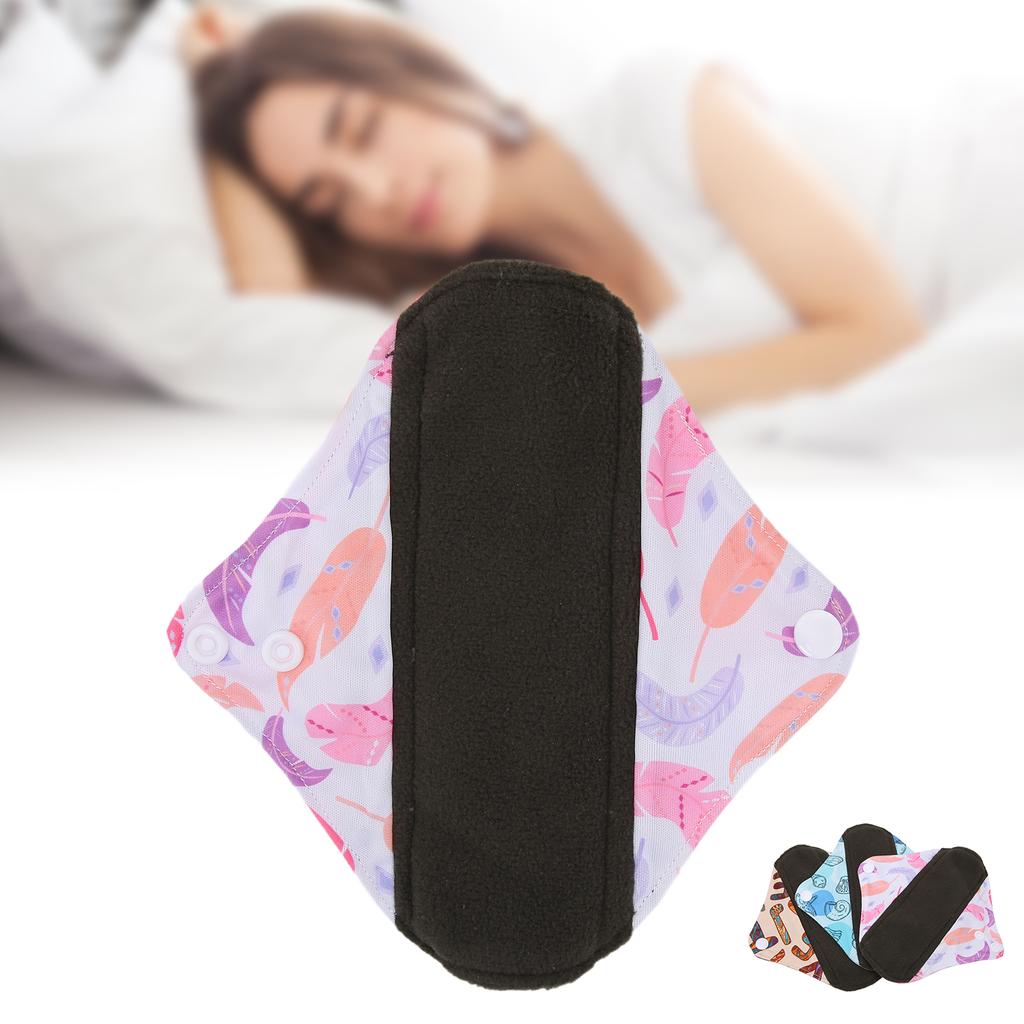 Многоразовая гигиеническая прокладка из бамбукового угля, портативная мягкая печатная элегантная моющаяся менструальная прокладка для женщин