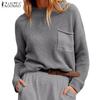 Women Autumn Sweaters Round Neck Long Sleeve Knitted Pullover Jumpers